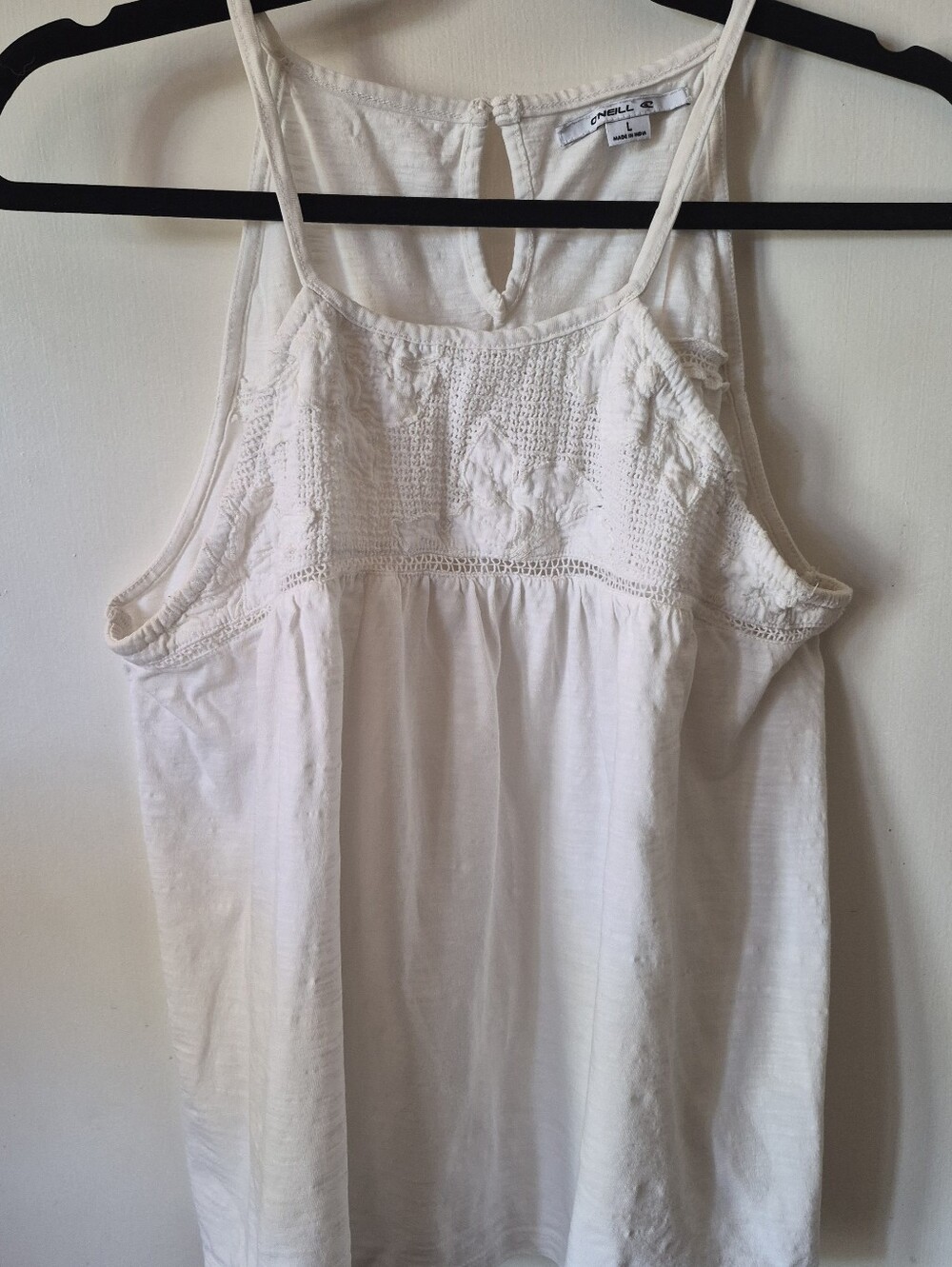 O'Neill women's high-neck embroidered boho halter tank top